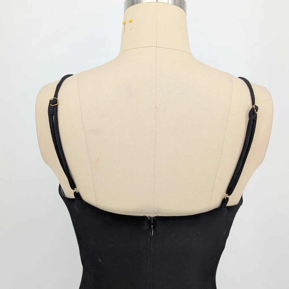 00336 Blanc Circle Bust Pencil Midi Dress Black size Small sexy punk clubbing - Picture 4 of 6